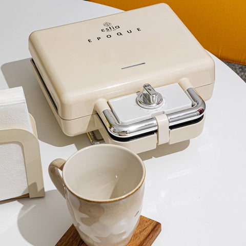 Tostapane e Piastra Sandwich Retrò "Epoque" Crema con Piastre Rimovibili - 800W, Estia Home