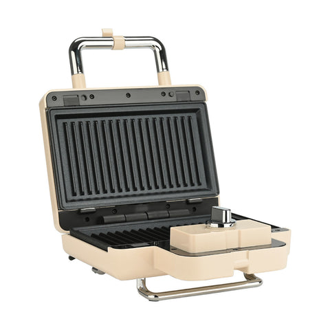 Tostapane e Piastra Sandwich Retrò "Epoque" Crema con Piastre Rimovibili - 800W, Estia Home