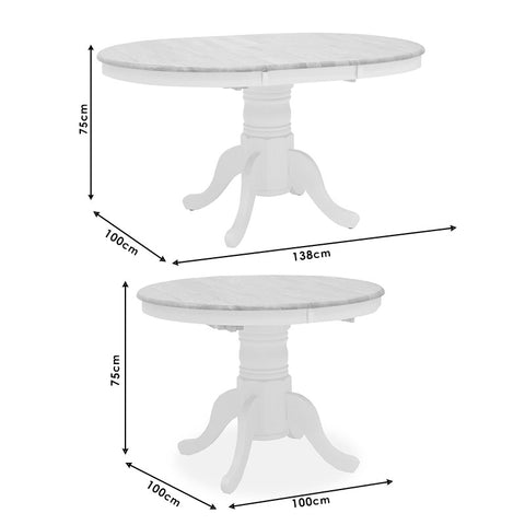 Tavolo Allungabile Rotondo Lars in Legno e MDF Bianco-Naturale Ø100 cm (+38 cm) – Tavolo da Pranzo Elegante e Funzionale
