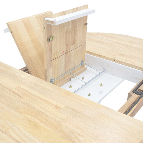 Tavolo Allungabile Rotondo Lars in Legno e MDF Bianco-Naturale Ø100 cm (+38 cm) – Tavolo da Pranzo Elegante e Funzionale