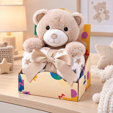 Copertina in Pile per Bambini - 75x90 cm con Peluche Orsetto