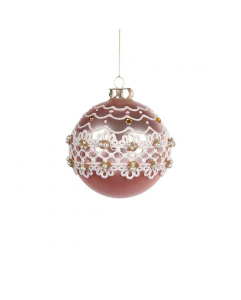 Palline di Natale in Vetro Rosa con Glassa 12 cm – Goodwill Candy Icing Net Ball (assortite)