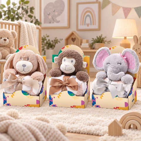 Copertina in Pile per Bambini - 75x90 cm con Peluche Animaletti