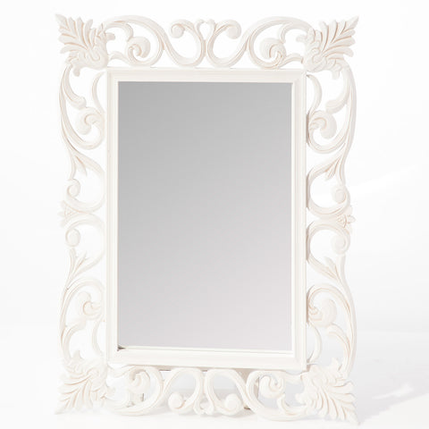 Specchio Shabby Chic con Cornice Intagliata in MDF - 60x80 cm