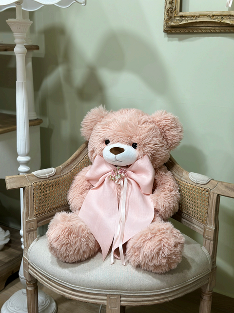 Peluche Teddy Bear Artigianale con Fiocco in Lino | Idea Regalo Nascita MataCreazioni