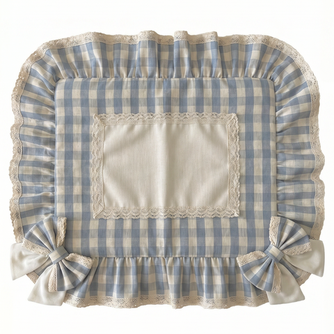 Copripiano Cottura Sartoriale Shabby Chic Imbottito Volant e Fiocchi - 50x60cm, 75x50cm