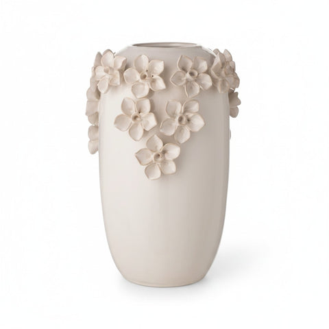Vaso in Ceramica con Rose Decorative - L'Arte di Nacchi, ø 17x25cm