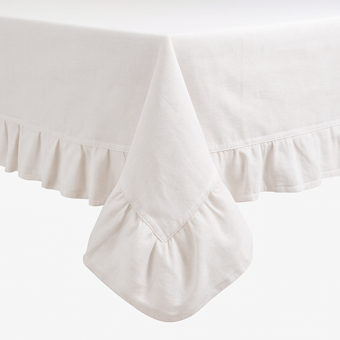 Tovaglia Starlette Bianca Shabby Chic con Volant - 170x300cm o 140x220cm