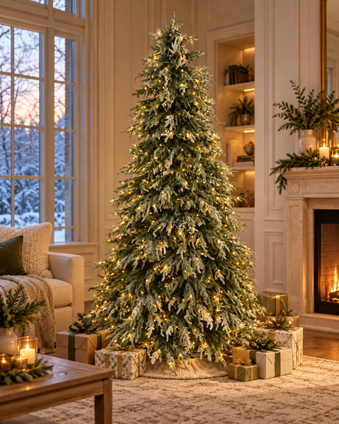 Albero di Natale Chamonix Innevato Slim con Luci LED Integrate – Kaluka Shabby Chic