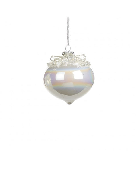Palline di Natale in Vetro Iridescente con Top Perlato – Goodwill – 8 cm – 3 Forme Disponibili
