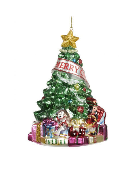 Decorazione Natalizia in Vetro Albero di Natale con Regali by Goodwill– 17,5 cm