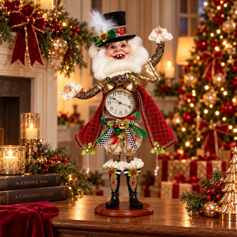 Elfo di Natale con Orologio su Base (Xmas Clock Elf Med) - Mark Roberts per Goodwill, 76cm