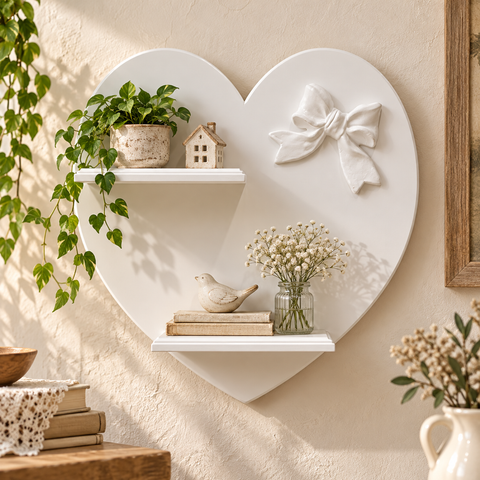 Mensola a Cuore con Fiocco – Kaluka Shabby Chic