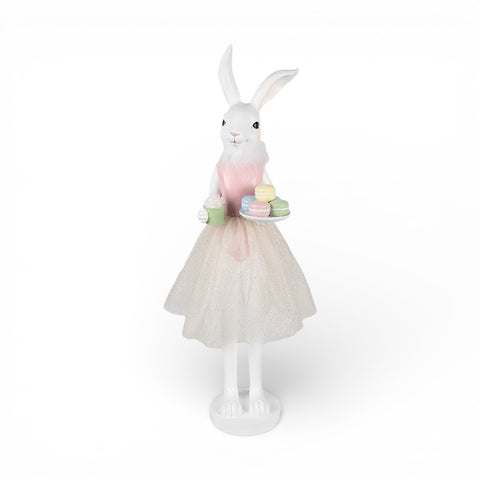 Statuetta decorativa coniglio con macarons – h 76 cm (bianco, plastica) by Clayre & Eef