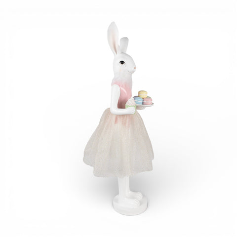 Statuetta decorativa coniglio con macarons – h 76 cm (bianco, plastica) by Clayre & Eef