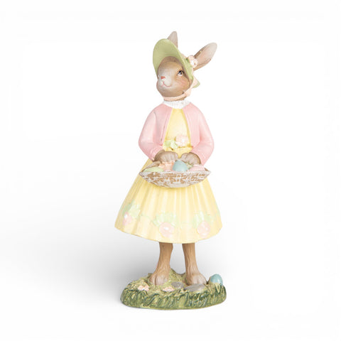 Statuetta decorativa coniglio con cestino – 12 cm (beige, plastica) by Clayre & Eef
