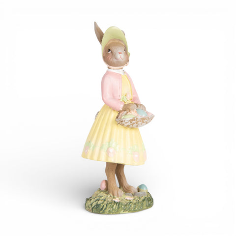 Statuetta decorativa coniglio con cestino – 12 cm (beige, plastica) by Clayre & Eef
