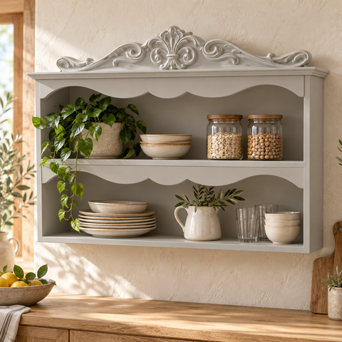 Scaffale a Muro con Fregio a Corona – Kaluka Shabby Chic