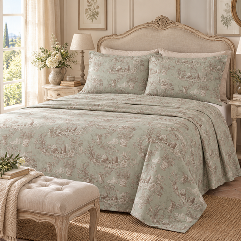 Completo Letto Matrimoniale Assortito in Cotone – Toile du Borgo Collection by Blanc MariClò