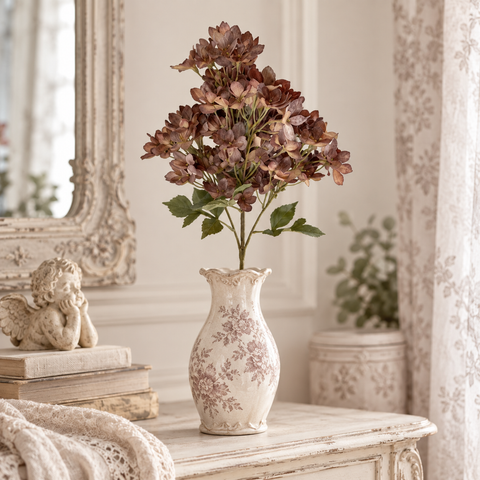 Ramo di Ortensia Artificiale Toni Autunnali – Collezione Gardena by Blanc MariClò, H 83 cm