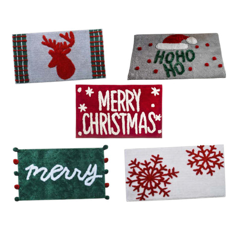 Tappeto Natalizio “Merry” 50×80 cm – 5 Varianti | Decorazioni Invernali per Bagno o Ingresso
