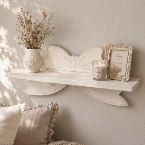 Mensola a Muro con Decorazione Fiocco - L'Arte di Nacchi, 60x16x24cm
