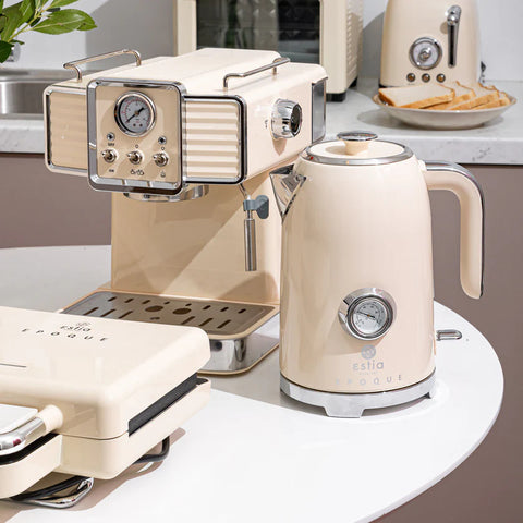 Macchina da Caffè Espresso "Epoque" Crema Retrò - 1.5LT 20bar 1350W, Estia Home
