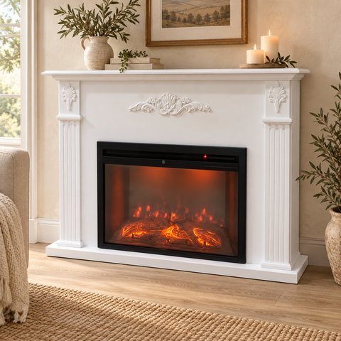 Camino Elettrico con Cornice Decorata – Kaluka Shabby Chic