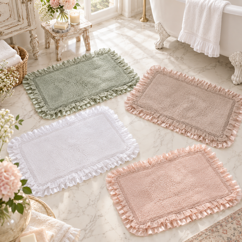 Tappeto Bagno in Cotone con Doppia Gala - Collezione Bagno Chiaro by Blanc Mariclò, 50x110 cm