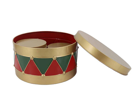 Set de 3 cajas de decoración navideña con forma de tambor