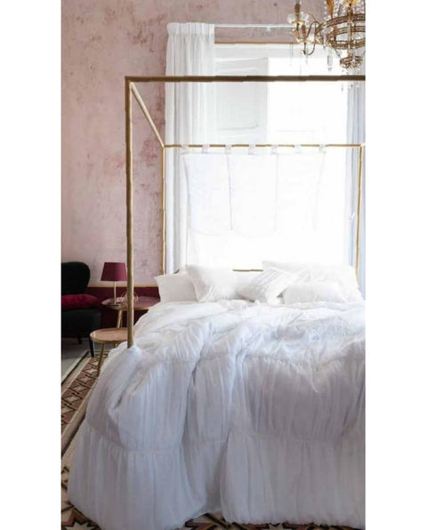 Trapunta Matrimoniale Marie Claire in Cotone con Inserto in Pizzo – L'Atelier 17, 252x252cm