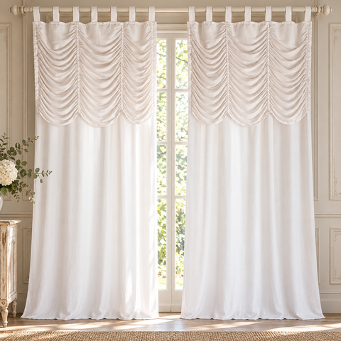 Coppia Tende Marie Claire in Cotone con Passanti e Mantovana in Chiffon – L'Atelier 17, 140x290cm