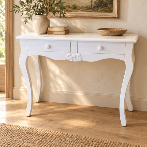 Consolle 2 Cassetti con Gambe Curve – Kaluka Shabby Chic