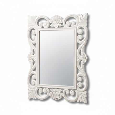 Specchio Rettangolare Intagliato con Rose - 59,5x79,5 cm