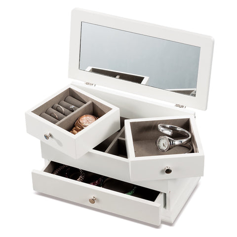 Portagioie Cofanetto Multi-livello in MDF con Specchio - 30x15x17 cm