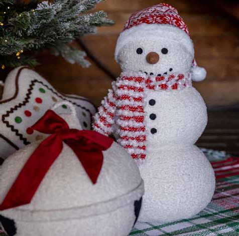 Decorazioni Morbide Natalizie Let It Snow Snowman e Ringbell