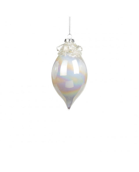 Palline di Natale in Vetro Iridescente con Top Perlato – Goodwill – 8 cm – 3 Forme Disponibili