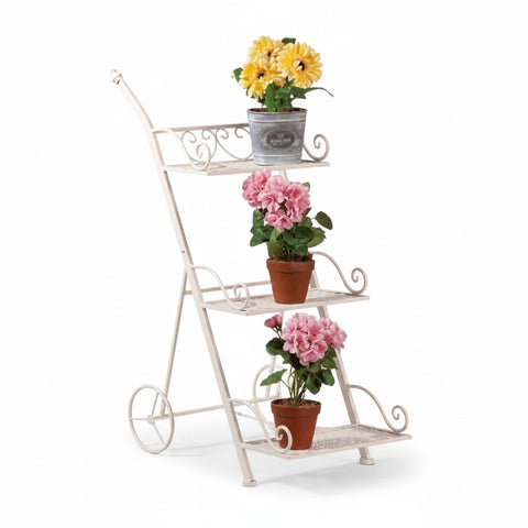 Carrello Portapiante e Fioriera a Scaletta in Metallo - 50x38xH80cm