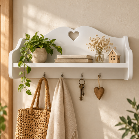 Mensola Appendiabiti con Cuore – Kaluka Shabby Chic