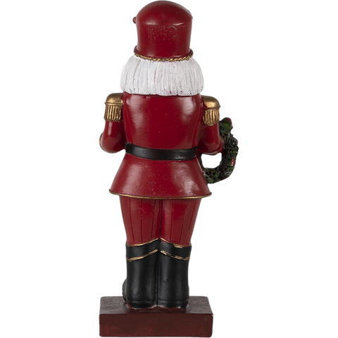 Decorazione Schiaccianoci Natalizio Rosso con Ghirlanda e Bastoncino di Zucchero - Clayre & Eef, 21cm