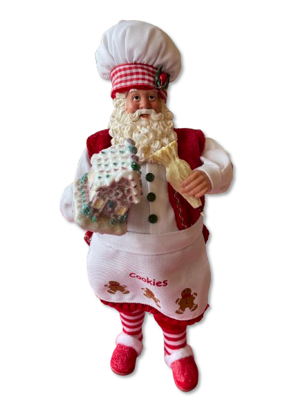 Statuetta Babbo Natale Pasticciere con Casetta Pan di Zenzero – 30 cm (2 Varianti)