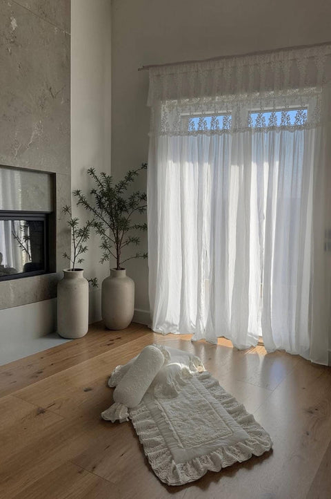 Tenda in Garza di Cotone con Fascia Pizzo Royal - 250x300cm