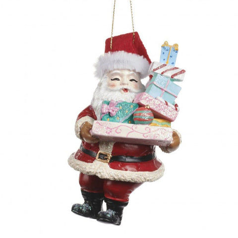 Decorazione “Santa with Christmas Gifts” – Babbo Natale con Pacchi Regalo – 11,5 cm