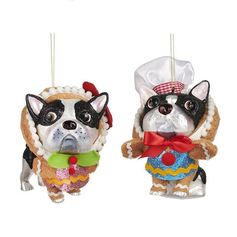 Addobbo Natalizio Bulldog in Costume Pan di Zenzero 13cm – Varianti Maschio e Femmina