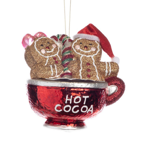 Addobbo Natalizio Goodwill "Hot Cocoa" 13 cm – Decorazione in vetro dipinto per albero di Natale