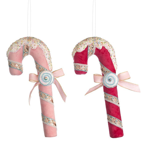Decorazione Candy Cane Tessuto Glitter Rosa 36 cm – Goodwill Christmas Collection