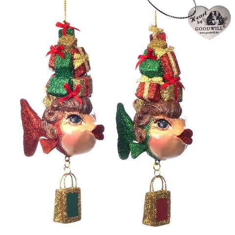 Decorazione Pesce Natalizio con Pacchi Regalo – Goodwill – 12 cm – 2 Varianti