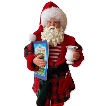 Babbo Natale Relax Statuina Natalizia in Vestaglia o Bretelle, 30cm