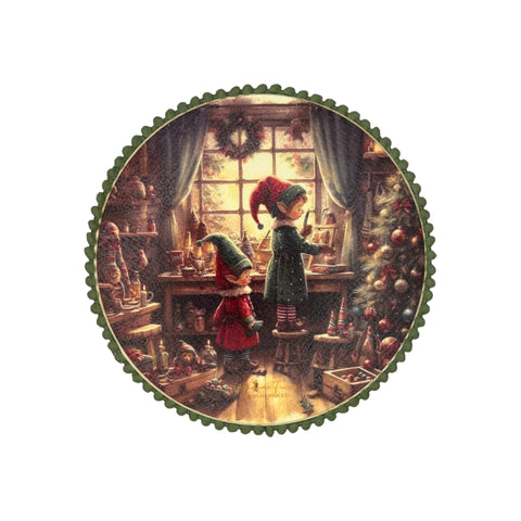 Tamburello Natalizio “Elfi del Cuore” – Ø 10 / 13,5 / 18 cm – Madame Fioccò