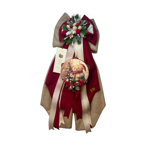 Fiocco Natalizio Teddy “Cuore di Coccole” – Altezza 40 / 50 / 80 cm – Madame Fioccò
